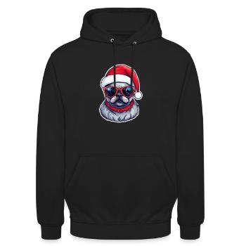 Mops Hund Weihnachten - Unisex Hoodie - Schwarz - Vorne - Alina (178cm) & Michal (187cm)