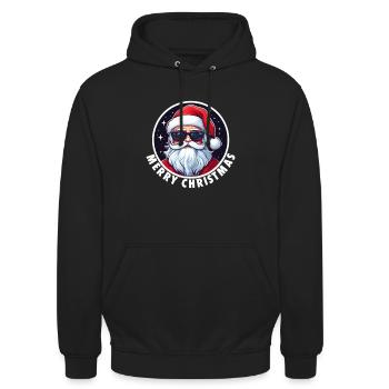 Tenue de Noël Père Noël - Sweat-shirt à capuche unisexe - noir - Devant - Alina (178cm) & Michal (187cm)