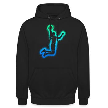 Basketballer Kinder Herren Basketball Jungen - Unisex Hoodie - Schwarz - Vorne - Alina (178cm) & Michal (187cm)