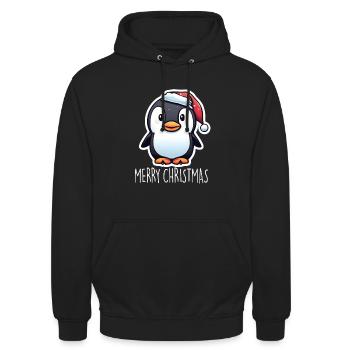 Pinguin Merry Christmas - Unisex Hoodie - Schwarz - Vorne - Alina (178cm) & Michal (187cm)