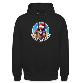 Kamel Merry Christmas - Unisex Hoodie - Schwarz - Vorne - Alina (178cm) & Michal (187cm)