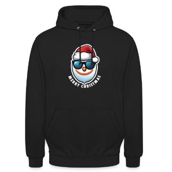 Bonhomme de neige Joyeux Noël - Sweat-shirt à capuche unisexe - noir - Devant - Alina (178cm) & Michal (187cm)
