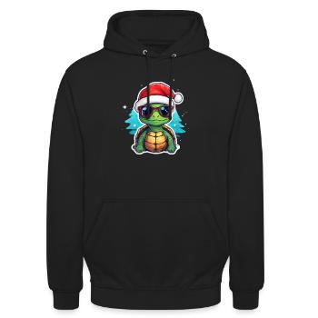 Turtle Christmas - Unisex Hoodie - black - Front - Alina (178cm) & Michal (187cm)