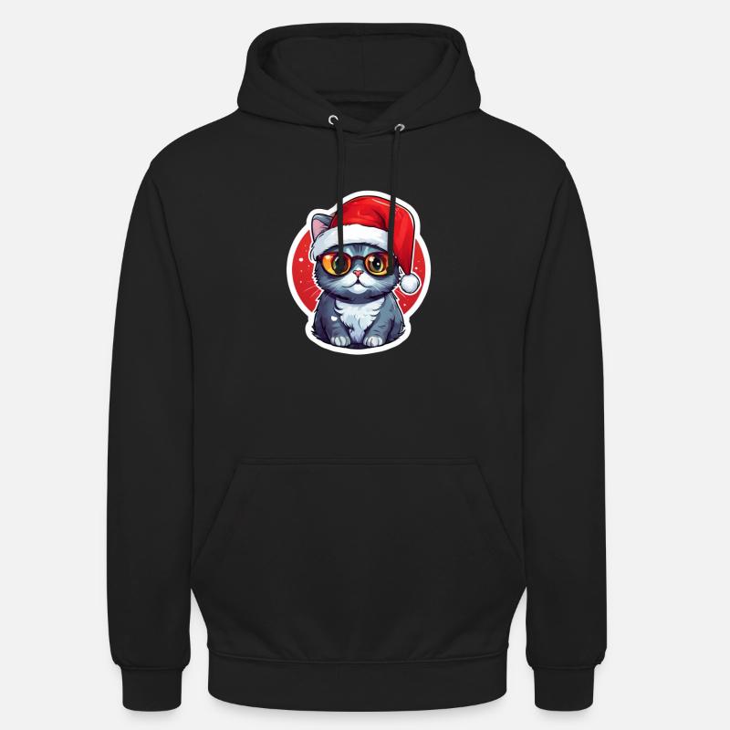 Noël chat - Sweat-shirt à capuche unisexe - noir
