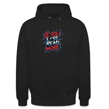 Scroll Less Read More 9 - Unisex Hoodie - Schwarz - Vorne - Alina (178cm) & Michal (187cm)