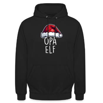 Opa Elf Weihnachten - Unisex Hoodie - Schwarz - Vorne - Alina (178cm) & Michal (187cm)
