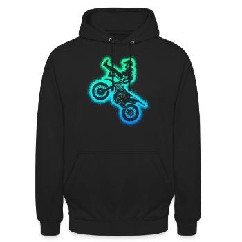 Dirt Biker Motorrad Herren Kinder Motocross Jungen - Unisex Hoodie - Schwarz - Vorne - Alina (178cm) & Michal (187cm)