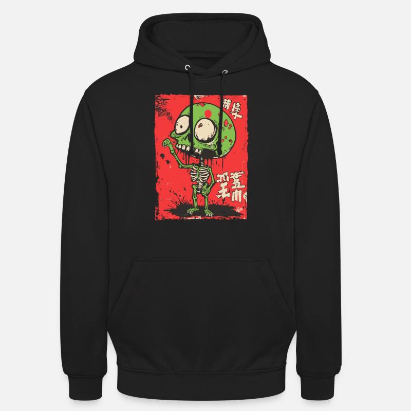 Mignon squelette de zombie vert - Sweat-shirt à capuche unisexe - noir