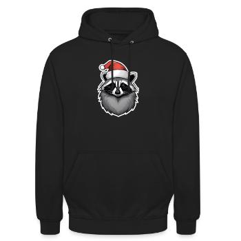 raton laveur avec chapeau de Noël Cadeau de Noël - Sweat-shirt à capuche unisexe - noir - Devant - Alina (178cm) & Michal (187cm)