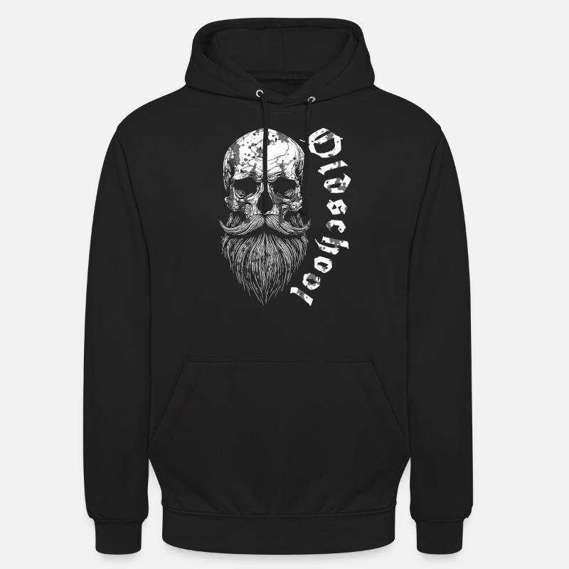 Bärtiger Oldschool Skull - Unisex Hoodie - Schwarz