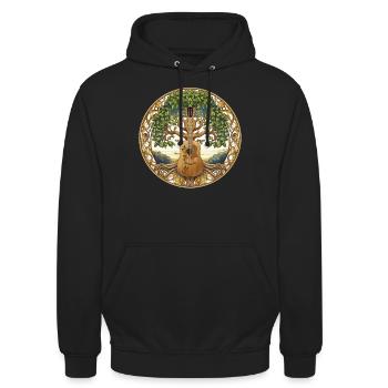 Yggdrasil Natur Musiker Baum des Lebens - Unisex Hoodie - Schwarz - Vorne - Alina (178cm) & Michal (187cm)
