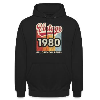 Jahrgang 1980 - Unisex Hoodie - Schwarz - Vorne - Alina (178cm) & Michal (187cm)