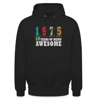 1975 50 Geburtstag Jahrgang 1975 fünfzig 50 Jahre - Unisex Hoodie - Schwarz - Vorne - Alina (178cm) & Michal (187cm)