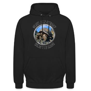 Slow and Steady - Unisex Hoodie - black - Front - Alina (178cm) & Michal (187cm)
