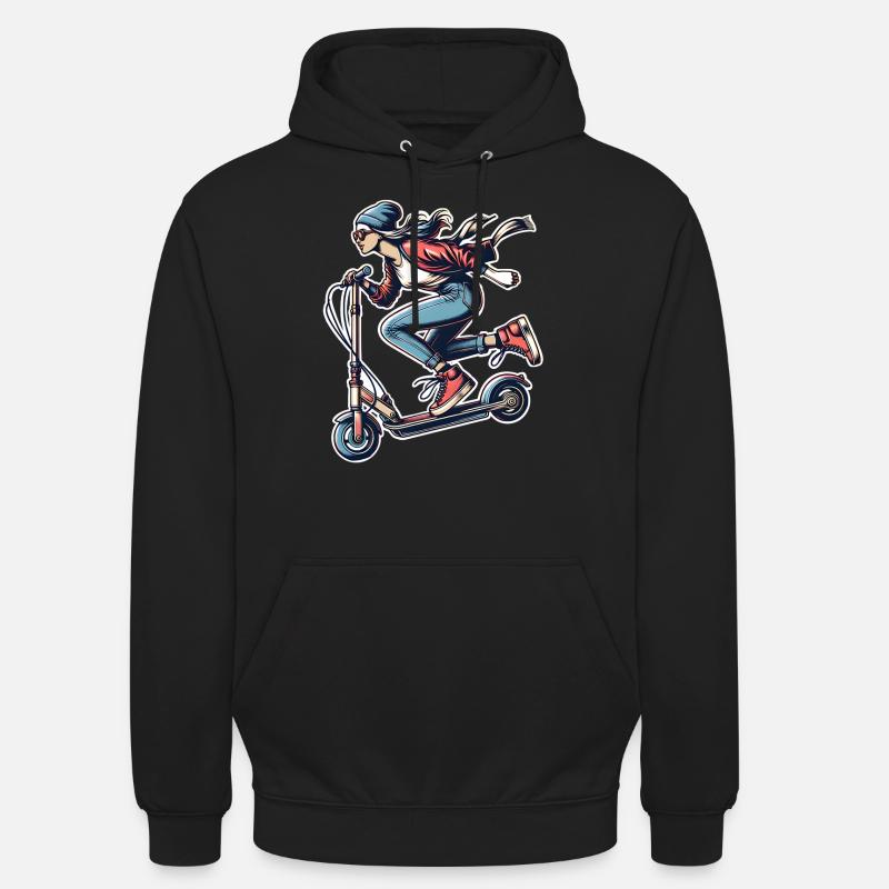 E-Scooter E-Roller Frau Scooter - Unisex Hoodie - Schwarz