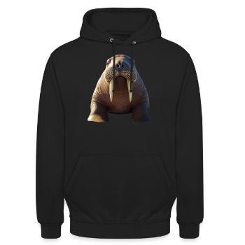 Walross Stoßzähne Robbe Wilde Pazifische Walrosse - Unisex Hoodie - Schwarz - Vorne - Alina (178cm) & Michal (187cm)