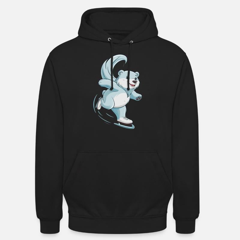 Eisbahn Eisbär Schlittschuhfahren - Unisex Hoodie - Schwarz
