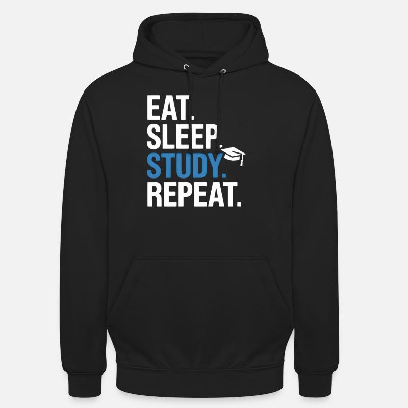 Eat Sleep Study Repeat - Unisex Hoodie - black