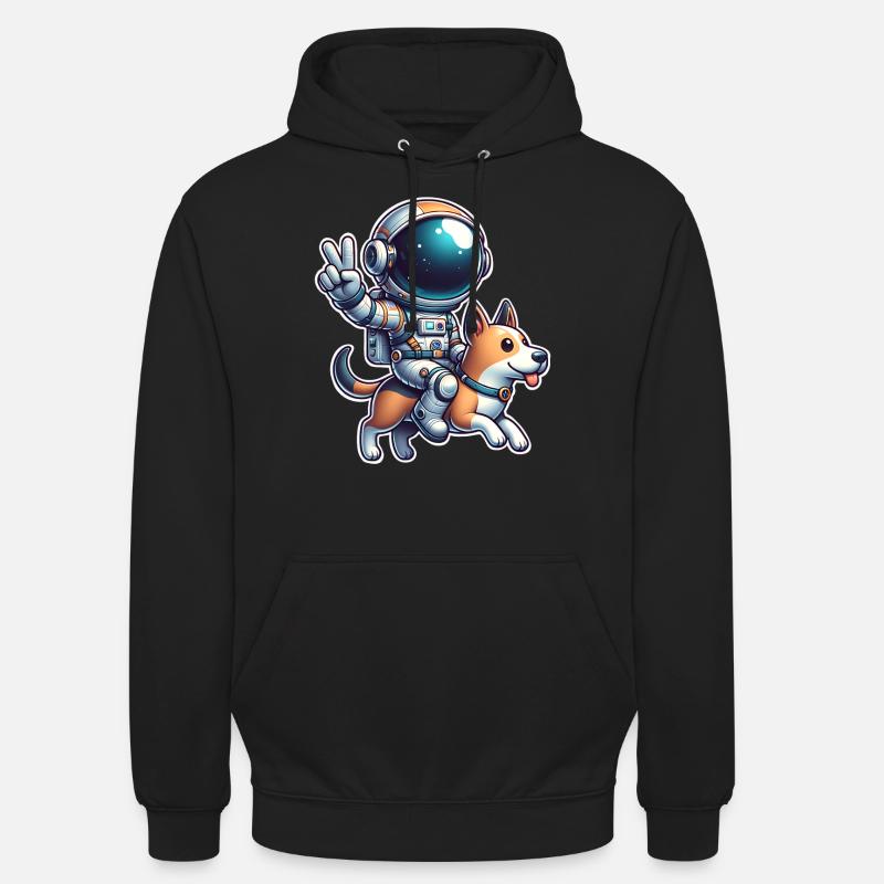 Chien astronaute - Sweat-shirt à capuche unisexe - noir