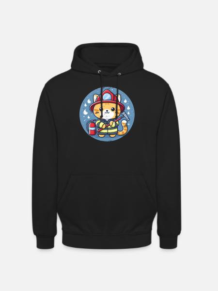 Firefighter Cat - Unisex Hoodie - black