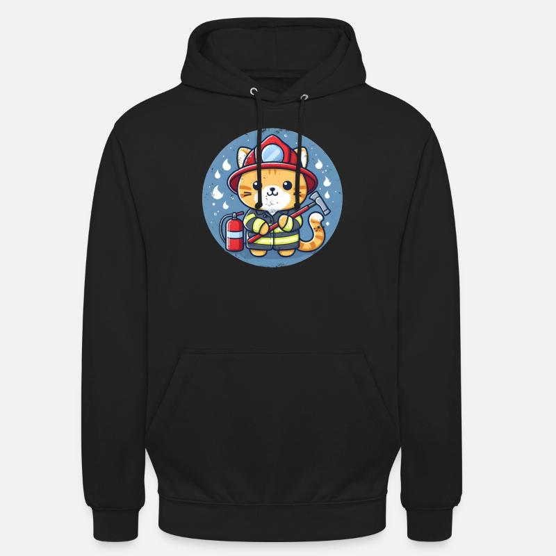 Chat pompier - Sweat-shirt à capuche unisexe - noir