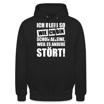 Ich bleibe so wie ich bin - Unisex Hoodie - Schwarz - Vorne - Alina (178cm) & Michal (187cm)