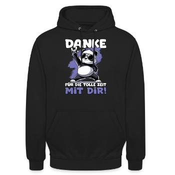 Danke für die tolle Zeit mit dir Pandabär Kollege - Unisex Hoodie - Schwarz - Vorne - Alina (178cm) & Michal (187cm)