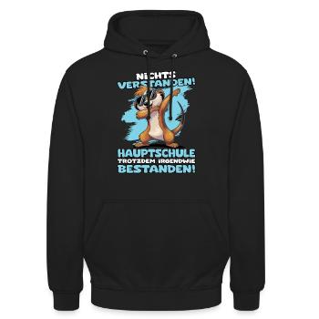 Nichts verstanden Hauptschule trotzdem bestanden - Unisex Hoodie - Schwarz - Vorne - Alina (178cm) & Michal (187cm)