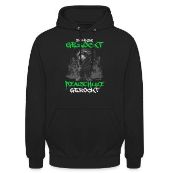 Zuhause gezockt Realschule gerockt Schulabschluss - Unisex Hoodie - Schwarz - Vorne - Alina (178cm) & Michal (187cm)