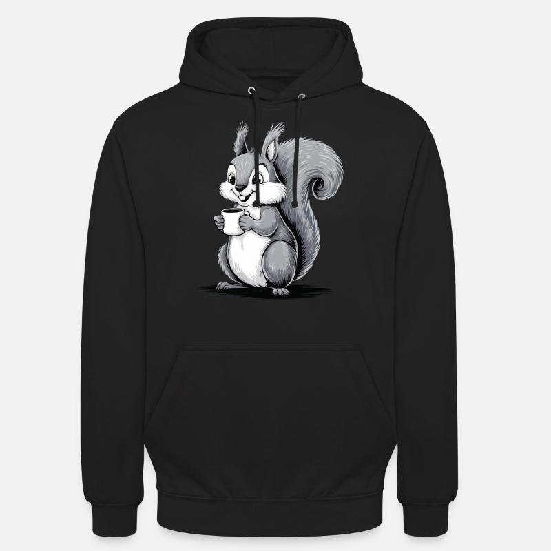 Eichhörnchen Eichhörnchen Kaffee trinken Koffein - Unisex Hoodie - Schwarz