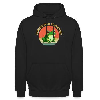 Eintauchen ins Abenteuer Frösche Natur Freude - Unisex Hoodie - Schwarz - Vorne - Alina (178cm) & Michal (187cm)
