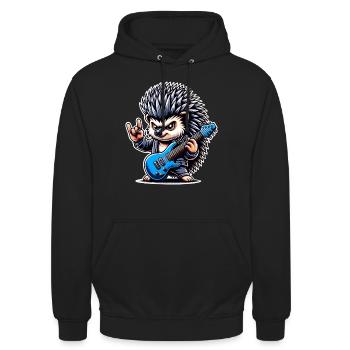 Hedgehog Guitariste de rock and roll - Sweat-shirt à capuche unisexe - noir - Devant - Alina (178cm) & Michal (187cm)
