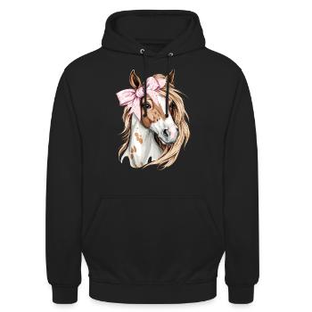 Coquette Bogen Appaloosa Pferd Mädchen Mama Rosa - Unisex Hoodie - Schwarz - Vorne - Alina (178cm) & Michal (187cm)