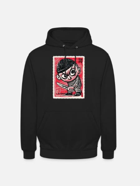 Bande dessinée gangster sur timbre-poste - Sweat-shirt à capuche unisexe - noir
