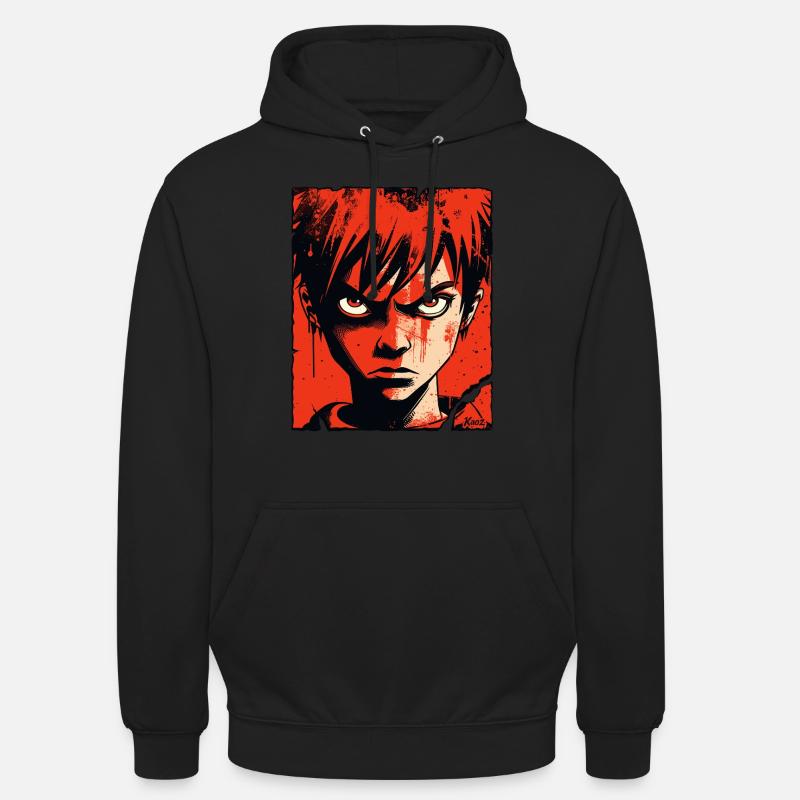 Wütender Junge im roten Comic-Stil - Unisex Hoodie - Schwarz