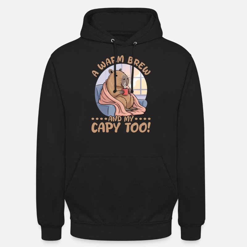 Café Capybara - Sweat-shirt à capuche unisexe - noir