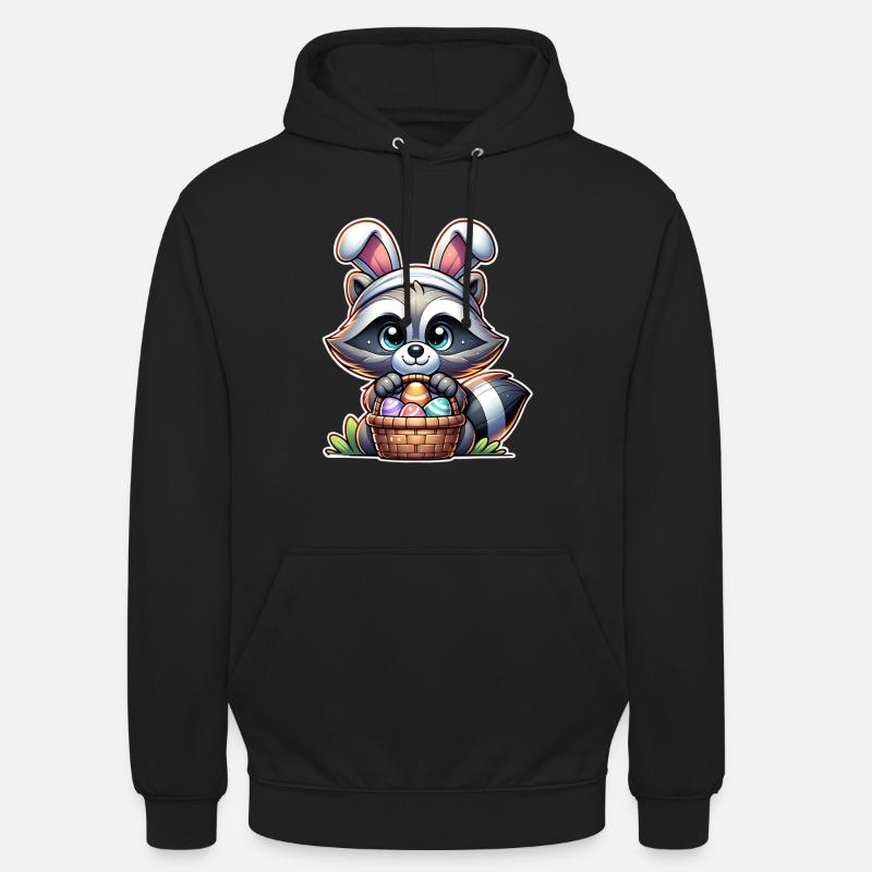 Raccoon Easter Easter Basket - Unisex Hoodie - black