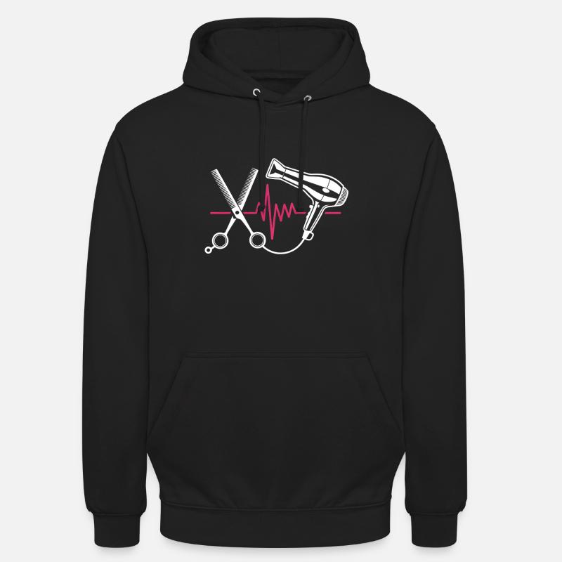 Coupe de cheveux de coiffeur - Sweat-shirt à capuche unisexe - noir