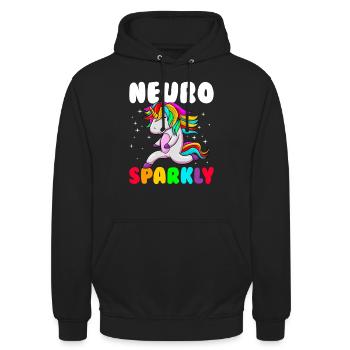 Neuro Sparkly Neurodiversität Autismus Bewusstsein - Unisex Hoodie - Schwarz - Vorne - Alina (178cm) & Michal (187cm)