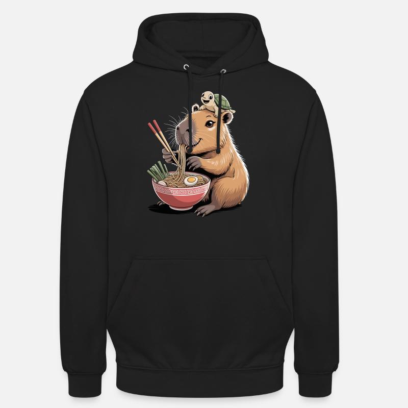 Cute capybara, ramen, turtle, capybara - Unisex Hoodie - black