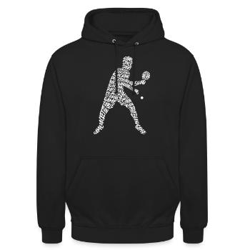 Tischtennisspieler Typografie Jungen Tischtennis - Unisex Hoodie - Schwarz - Vorne - Alina (178cm) & Michal (187cm)