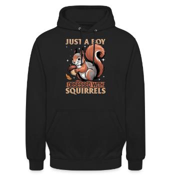 Écureuil drôle Animal - Sweat-shirt à capuche unisexe - noir - Devant - Alina (178cm) & Michal (187cm)