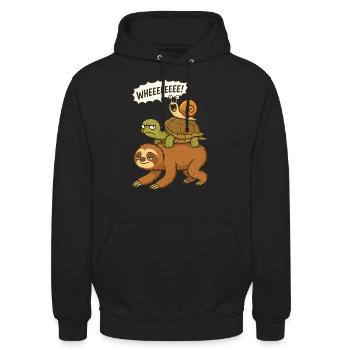 Faultier Schildkröte Schnecke, Lustige Tiere - Unisex Hoodie - Schwarz - Vorne - Alina (178cm) & Michal (187cm)
