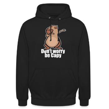 Dabbing Capybara - Don't worry be capy - Unisex Hoodie - Schwarz - Vorne - Alina (178cm) & Michal (187cm)