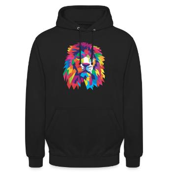 Löwenkopf - Unisex Hoodie - Schwarz - Vorne - Alina (178cm) & Michal (187cm)