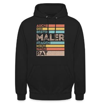 Auch die Besten Maler fragen mich nach Rat - Unisex Hoodie - Schwarz - Vorne - Alina (178cm) & Michal (187cm)