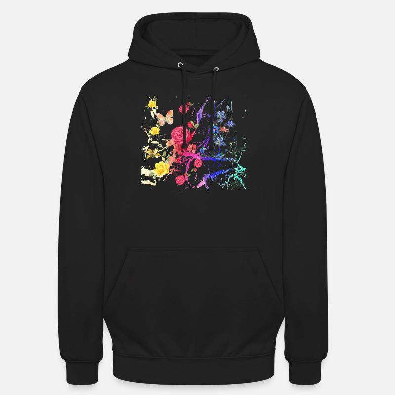 Fleurs,Fleur,Printemps,Fleurs, Abstrait - Sweat-shirt à capuche unisexe - noir