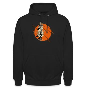 Samouraï chien animal - Sweat-shirt à capuche unisexe - noir - Devant - Alina (178cm) & Michal (187cm)