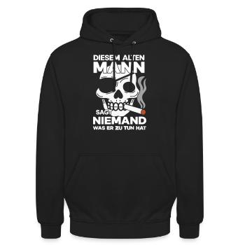Diesem alten Mann | Motorradfahrer | Biker - Unisex Hoodie - Schwarz - Vorne - Alina (178cm) & Michal (187cm)
