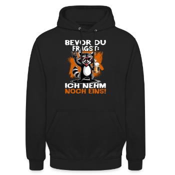 Bier Waschbär - Bevor du fragst ich nehm noch eins - Unisex Hoodie - Schwarz - Vorne - Alina (178cm) & Michal (187cm)
